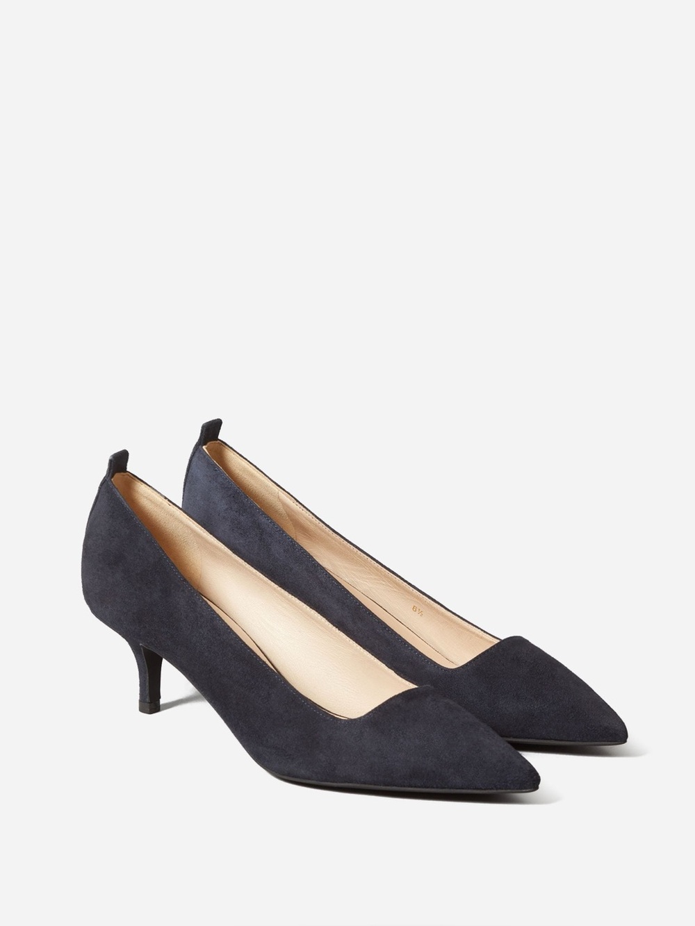 Everlane Black Suede Square Toe Kitten Heel Pump Shoes Editor Heels